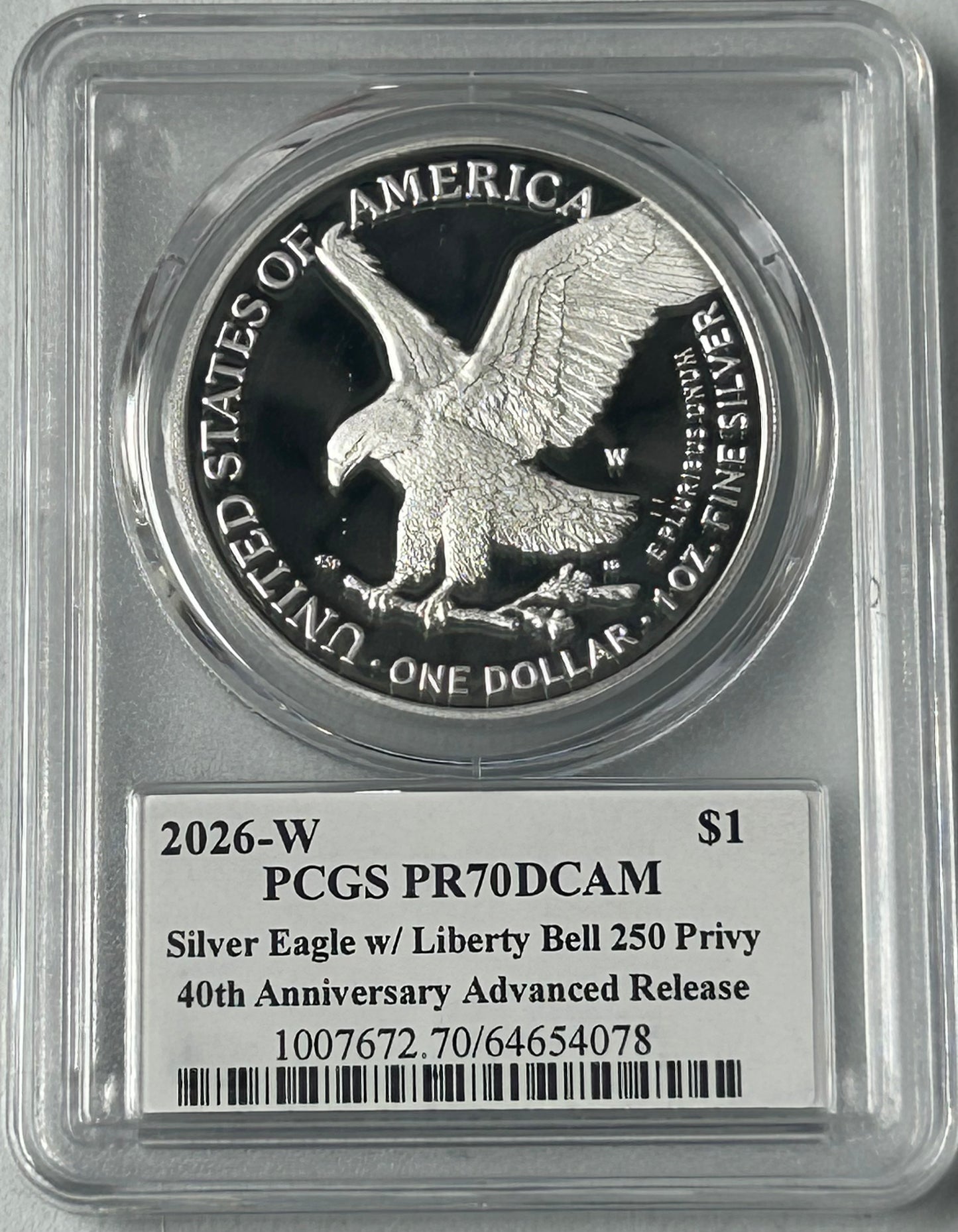 2026 Silver Eagle Ultra Cameo PR70 Bell PRivy 250th Ann Signed by Damstra