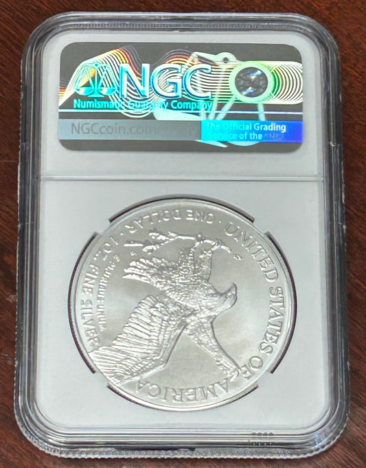 2026 NGC Silver Eagle MS 70 First Day of Issue 40th Anniversary Signed by Michael Gaudioso