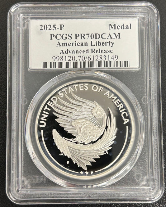 2025-P Liberty Proof Silver Medal PR70 DCAM Advanced Release Signed by Emily Damstra