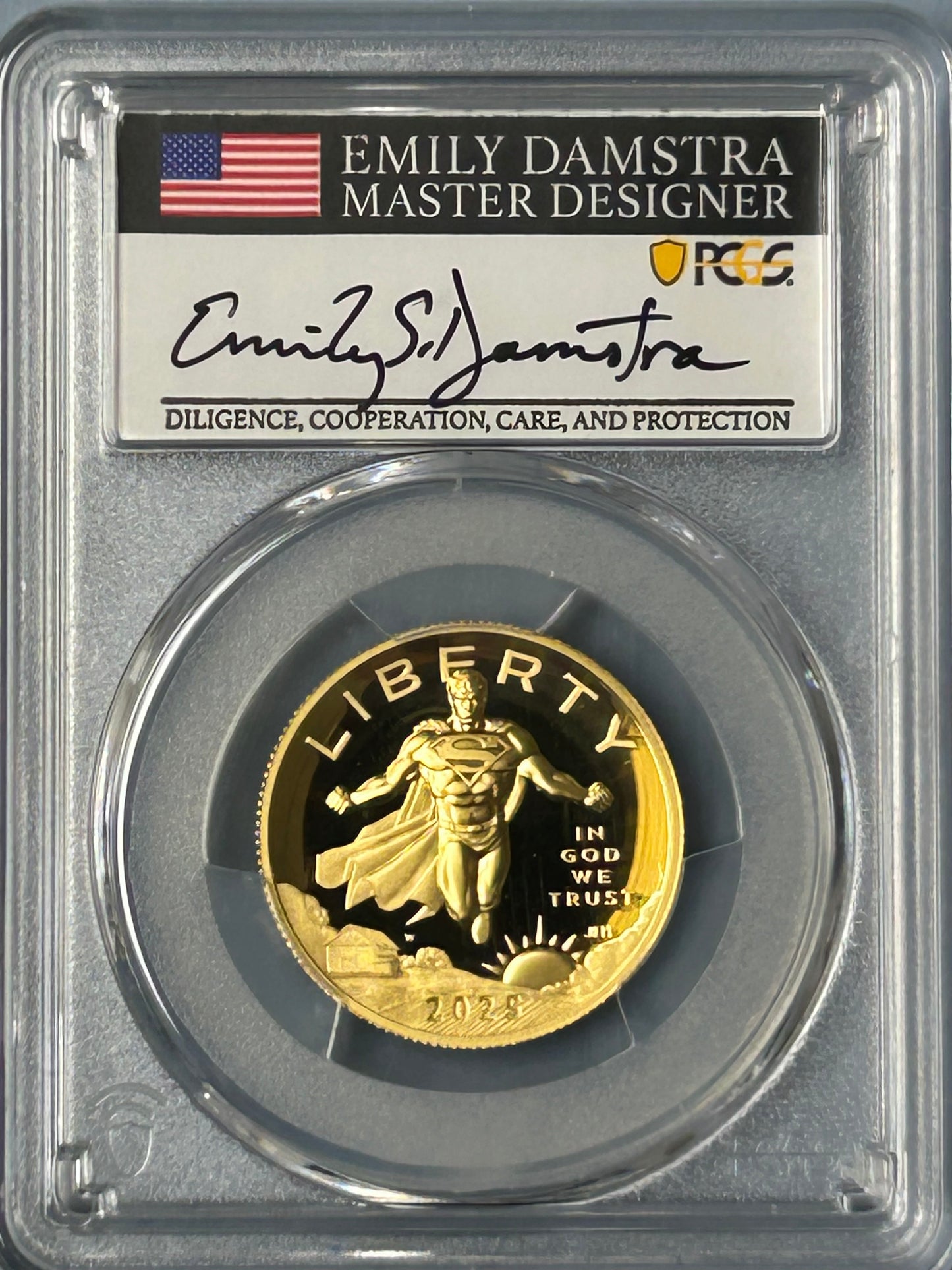 2025-W PCGS PR 70 DCAM $50 DC Comics Superman 1/2oz AU First Day of Issue Signed by Emily Damstra
